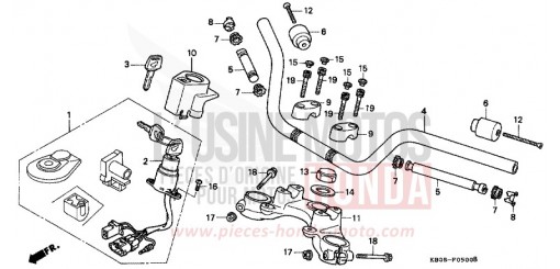TUYAU DE GUIDON/PONT SUPERIEUR CB250R de 1994